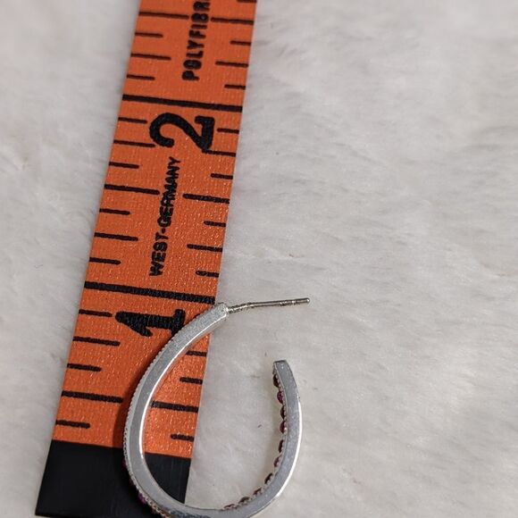 Vintage Silvertone/Pink Acrylic and Pink Rhinestone Pierced Earrings (2) Pair - Picture 8 of 14